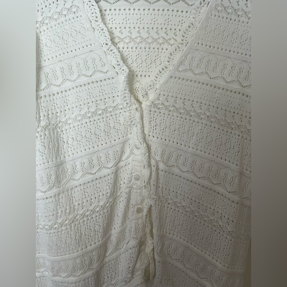 Sezane White Crochet Button-Front Women’s Cardigan - Picture 4 of 6